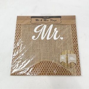 New GINGER RAY Mr & Mrs Hessian Flags Banners Hanging Wedding Decor beige Burlap